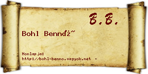 Bohl Bennó névjegykártya